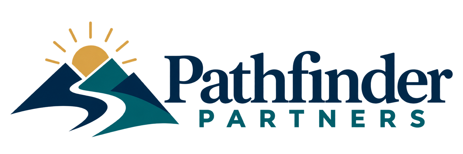 Pathfinder Partners logo with mountain path and rising sun